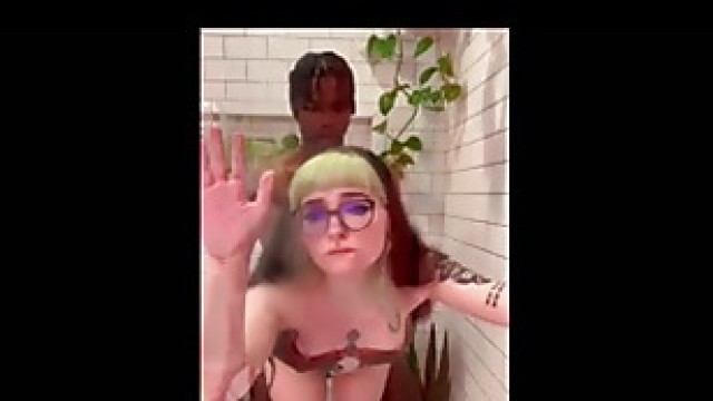 dyed hair girl with glasses gets dicked down on by bbc cum shots creampie big ass