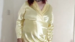 Sissy tv in hot silky yellow satin