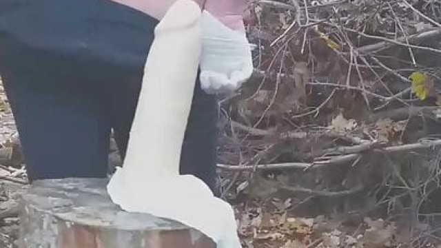 Outdoor Fucking my Ass with a Big Fucking Dildo